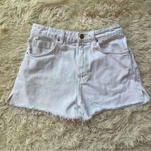 Zara white denim high waisted mini shorts size 4